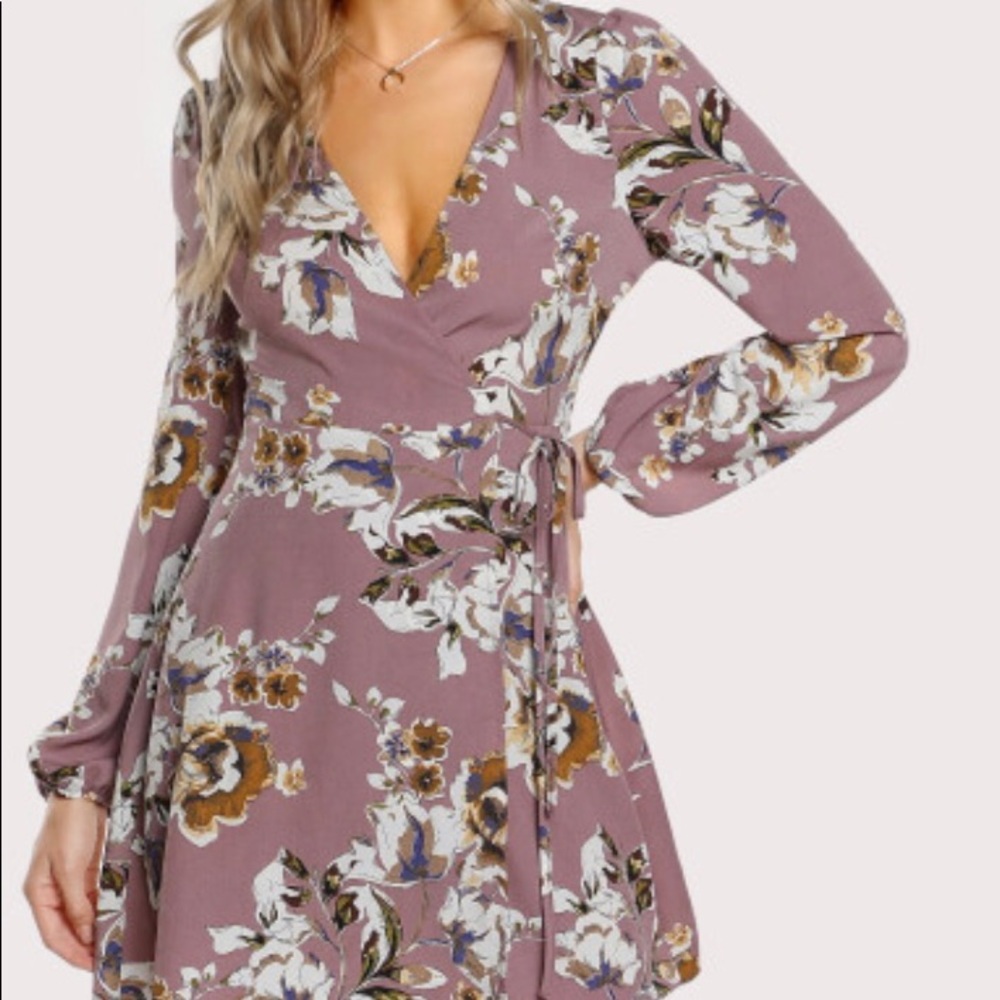 Surplice wrap floral dress